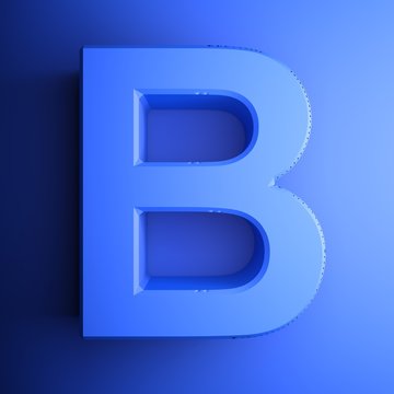 B alphabetic letter blue, isolated on blue background - 3D rendering illustration
