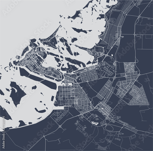 Fotografía vector map of the city of Abu Dhabi, United Arab Emirates (UAE), Emirate of Abu