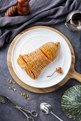 Wall Mural - Top view sliced baked squash on plate