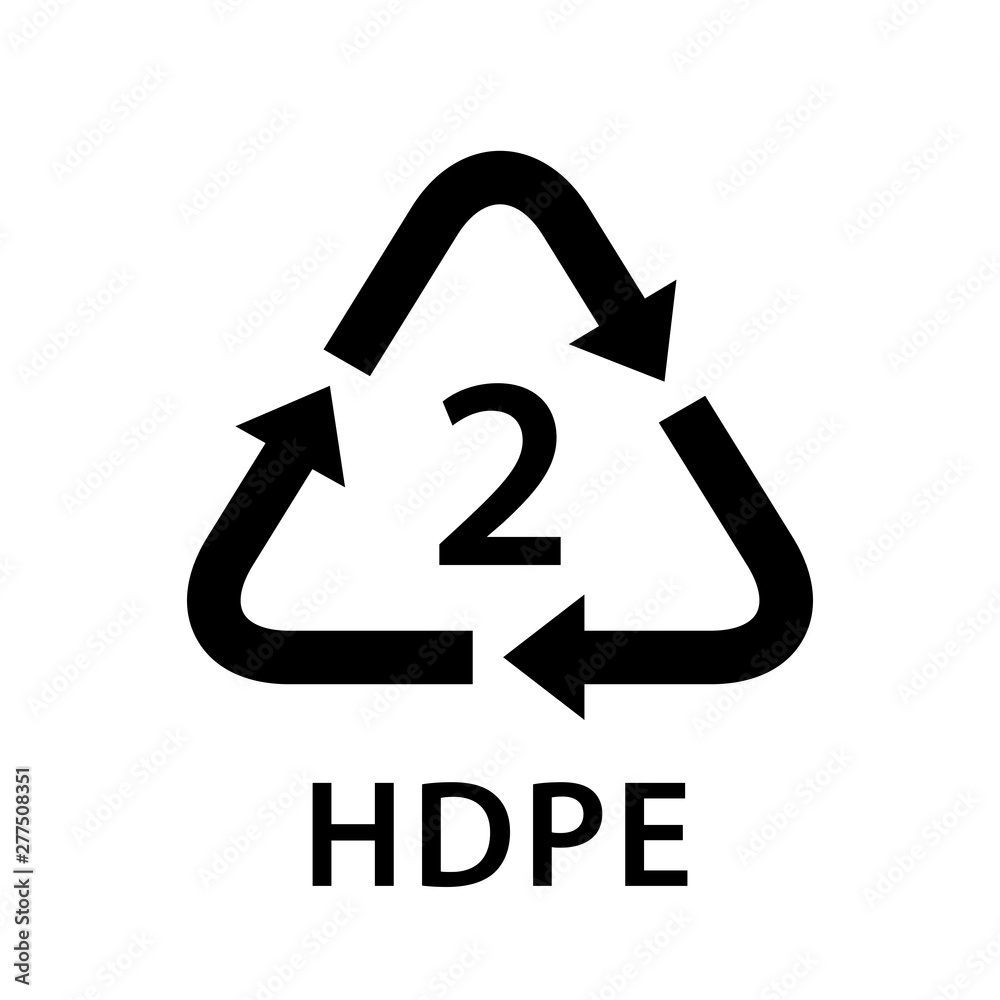 recycle arrow triangle HDPE types 2 isolated on white background ...