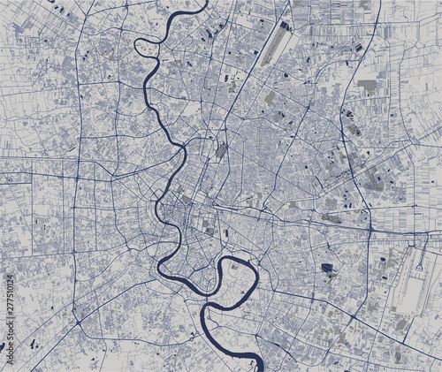 Cuadros en Lienzo vector map of the city of Bangkok, Krung Thep Maha Nakhon, Kingdom of Thailand