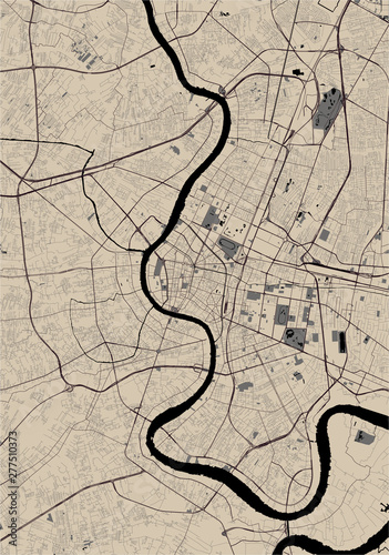 Fotografía vector map of the city of Bangkok, Krung Thep Maha Nakhon, Kingdom of Thailand