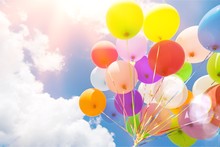 Bunch Of Colorful Balloons On Sky Background