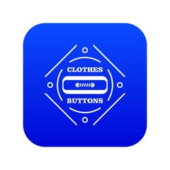 Poster - Clothes button plastic icon blue vector isolated on white background
