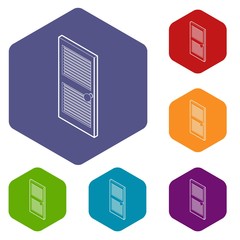 Poster - door with horizontal vent icons vector colorful hexahedron set collection isolated on white