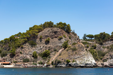 beautiful view of the sea of Taormina seen from above