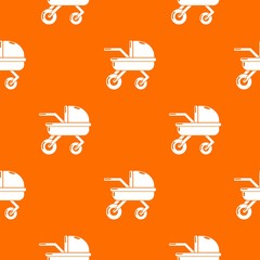 Sticker - Baby carriage family pattern vector orange for any web design best