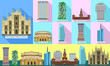 Milan icons set. Flat set of milan vector icons for web design