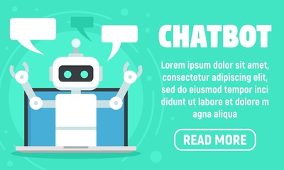 Poster - laptop chatbot concept banner. flat illustration of laptop chatbot vector concept banner for web des