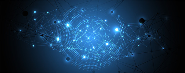 polygonal science background with connecting dots and lines. digital data visualization.