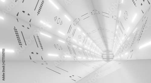 Abstract Empty White Tunnel With Glow Light Background