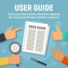 Poster - User guide paper concept banner. Flat illustration of user guide paper vector concept banner for web design