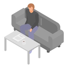 Poster - Man at office sofa icon. Isometric of man at office sofa vector icon for web design isolated on white background