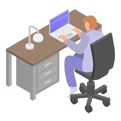 Poster - Man office worker icon. Isometric of man office worker vector icon for web design isolated on white background