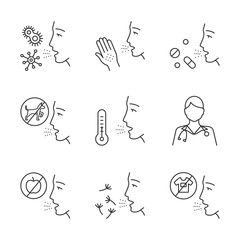 Sticker - Allergies linear icons set