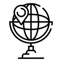 Poster - Globe map pin icon. Outline globe map pin vector icon for web design isolated on white background