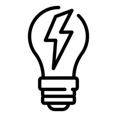 Poster - Light bulb with lightning icon. Outline light bulb with lightning vector icon for web design isolated on white background