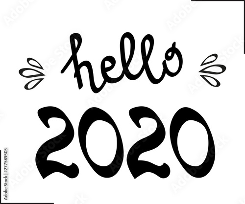2020 Black Hand Written Lettering Isolated On White Background