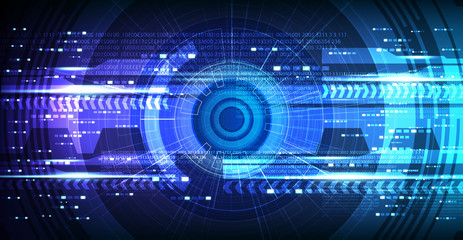 Fototapete - Camera Cyber Hi-tech Eye Technology Background,Camera Security and Robot Concept design,Vector Illustration.