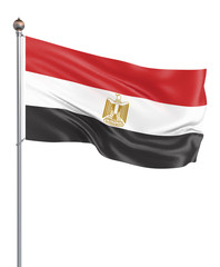 Egypt flag blowing in the wind. Background texture. 3d rendering, waving flag. – Illustration, isolated on white.