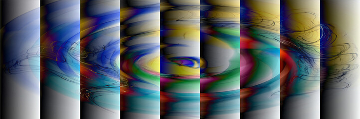 Fototapete - Digital Art, panoramic abstract three-dimensional objects with soft lighting, Germany