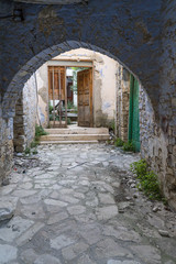 Wall Mural - Beautiful authentic cypriot houses and streets in old Lefkara village. Larnaca District, Cyprus.