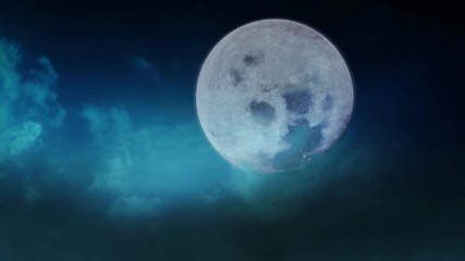 howling full moon with rolling fog 4k loop features a full moon hanging in the sky with moving cloud