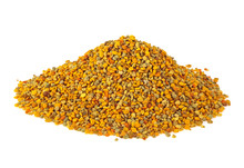 Bee Pollen Grains On A White Background. Healthy Natural Medicine For Influenza.