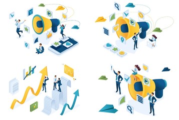 Poster - set design web page templates of achieving goal. modern illustration concepts for website and mobile