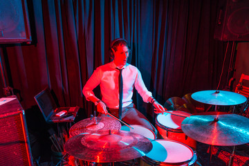 Man playing the drums.