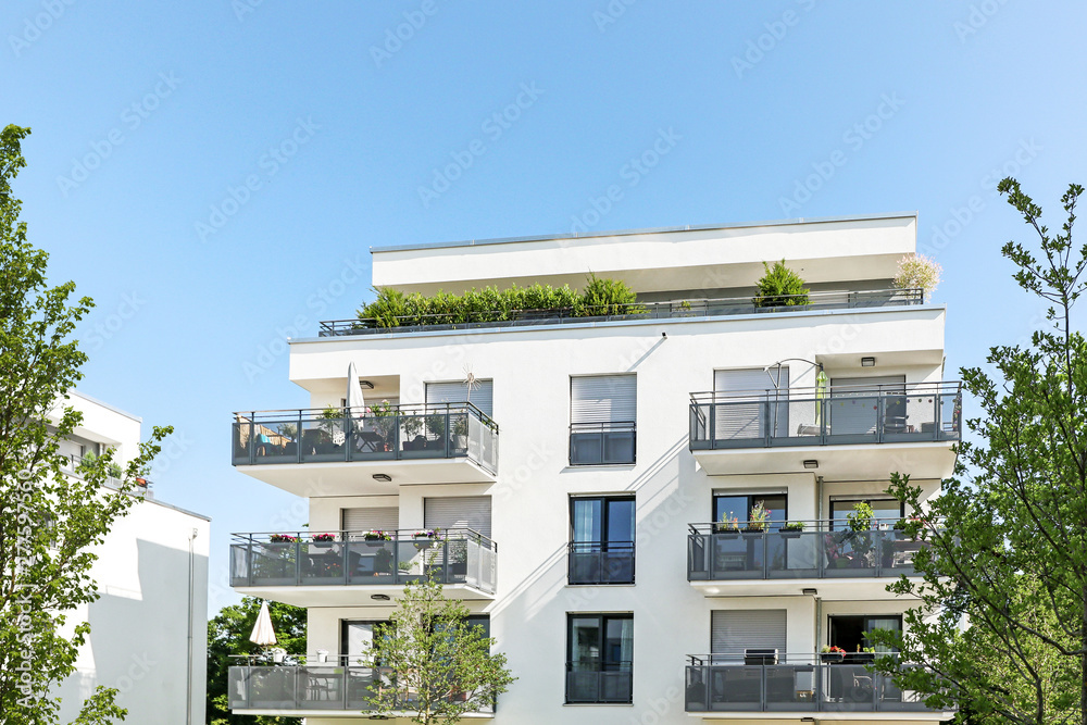 Residential area with apartment buildings in the city - obrazy, fototapety, plakaty 