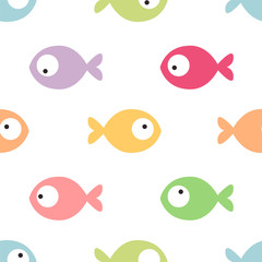 Canvas Print - Colorful funny fish pattern