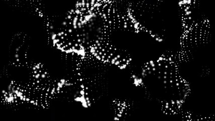 Poster - waving particles in the abstract space, computer generated 3d rendering background like terrain or l