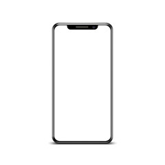 Poster - Black smartphone with empty touch screen, new model mobile - stock vector