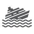Sinking ship glyph icon, disaster and water, boat catastrophe sign, vector graphics, a solid pattern on a white background.