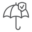 Reliability line icon, protection and reliable, umbrella sign, vector graphics, a linear pattern on a white background.