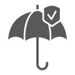 Reliability glyph icon, protection and reliable, umbrella sign, vector graphics, a solid pattern on a white background.