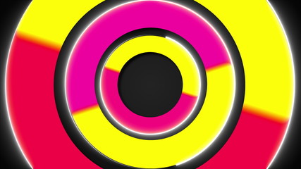 Poster - 3d colorful circles, stroke shapes, 3d rendering computer generated background