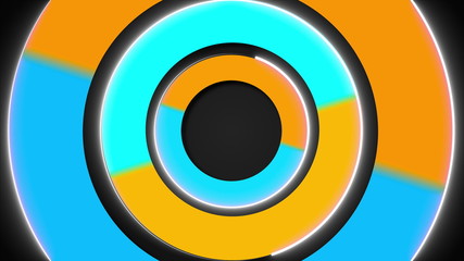 Poster - 3d colorful circles, stroke shapes, 3d rendering computer generated background