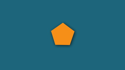 Poster - Flat geometric shapes - colored pentagons with shadows in space, 3d rendering, computer generated background