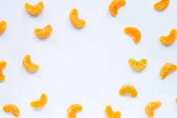 Mandarin segments, Fresh orange isolated on white background.