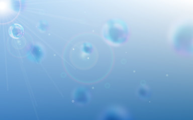 Poster - soap bubbles blue defocused background
