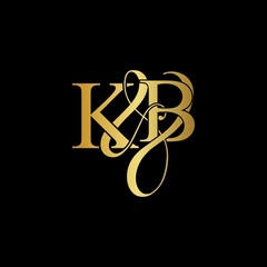  K & B KB logo initial vector mark. Initial letter K & B KB luxury art vector mark logo, gold color on black background.