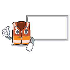 Wall Mural - Thumbs up with board safety vest isolated in the character