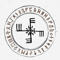 Canvas Print - Futhark norse islandic and viking runes set. Magic hand draw symbols as scripted talismans. Vector set of ancient runes of Iceland. Galdrastafir, mystic signs of early North magic. Ethnic norse viking