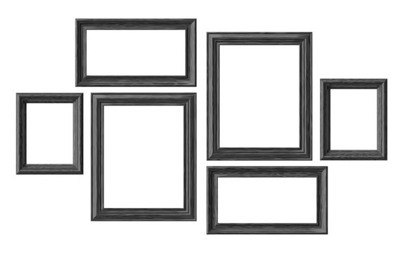 Black wooden picture or photo frames isolated on white backgroun