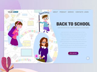 Wall Mural - Back to school, children play - landing page template