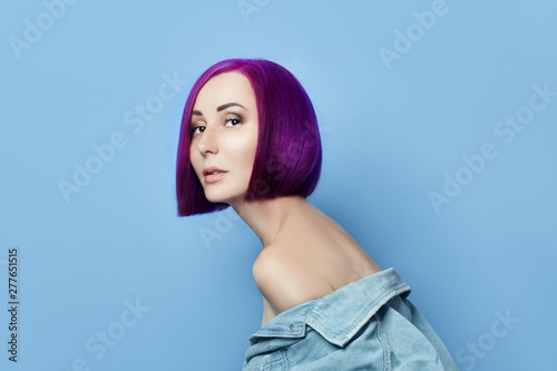 Portrait Of A Woman With Bright Colored Flying Hair All Shades Of