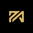 Initial Letter PA Logo Icon, Elegant Design Concept, Gold on Black Background - Vector