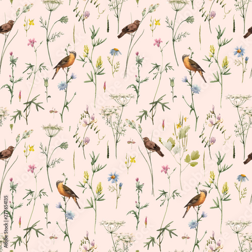 Watercolor floral vector pattern